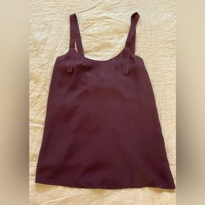 HELMUT LANG Silk/Viscose Woven Tank/Blouse with Tie-back Detail, Sz. M, Burgundy